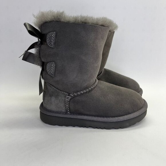 Ugg Bailey Bow II Girls Size 9 Gray Sherpa Lining Toddler Winter Cozy Warm - Picture 1 of 15